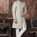 Indo Western Dress For Men White RKL-IW-4981-159020 Men Reception Dress