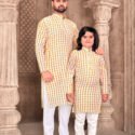 Father and Son Matching Dress Online Family Dress Cream White RKL-FSMD-5062-159555
