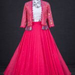 Crop Top Lehenga for Women Hot Pink Multicolor Fully Stitched Crop Top Lehenga RKL-LH-4504-155043
