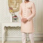 Indo Western Dress For Men Cream & Orange White RKL-5119-159982 Men Reception Dress