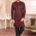 Indo Western Dress For Men Maroon Black RKL-5119-159988 Men Reception Dress