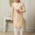 Indo Western Dress For Men Gold White RKL-5119-159992 Men Reception Dress