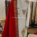 Sherwani for Men Wedding Cream Red Wedding Sherwani SHR-KLQ-1292 Men Reception Dress
