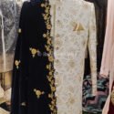 Sherwani for Men Wedding Cream Black Wedding Sherwani SHR-KLQ-1295 Men Reception Dress