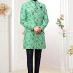 Indo Western Dress For Men Green Navy Blue RKL-5503-162518 Men Reception Dress