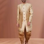 Indo Western Dress For Men Cream Gold RKL-5504-162523 Men Reception Dress