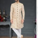 Indo Western Dress For Men Cream RKL-RBZ-27-2722 Men Reception Dress