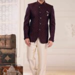 Jodhpuri Suit For Men Wedding RKL-JPST-5701-164042 Maroon Gold Men Reception Dress