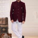 Jodhpuri Suit For Men Wedding RKL-JPST-5701-164050 Wine Men Reception Dress