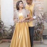 Couple Dress for Pre Wedding Shoot IBUY-1118CP Gold Couple Matching Dress Set