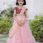 Girl Baby 1st Birthday Dress IBUY-1111GL Peach Maroon Girls Birthday Party Dress Online