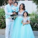 Family Matching Dress Set MOTHER DAUGHTER SON FATHER Twinning Dress IBUY-1116BG  Western Family Matching Dress for Birthday Theme