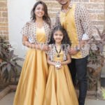 Family Matching Dress Set MOTHER DAUGHTER FATHER Twinning Dress IBUY-1118G Indo  Western Family Combo Dress for Birthday Theme
