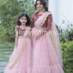 Mother Daughter Matching Dress Peach Maroon IBUY-1111MD