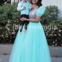 Mother Son Matching Dress Sky Blue Silver IBUY-1116MS Mother Son Matching Outfits Set