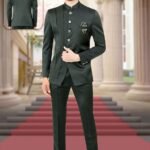 Jodhpuri Suit For Men Wedding RKL-JPST-6819-172498 Dark Green White Men Reception Dress