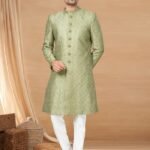 Indo Western Dress For Men Green White RKL-RBZ-29-2903 Men Reception Dress