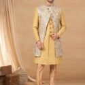 Indo Western Dress For Men Gold Multicolor RKL-RBZ-29-2905 Men Reception Dress