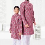 Father and Son Matching Dress Online Family Dress Pink White MJ-008