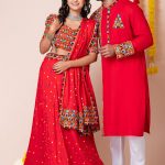 Couple Dress Navrathiri Couple Matching Dress Red Family Matching Dress Set RKL-CP-4502