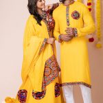 Couple Dress Navrathiri Couple Matching Dress Yellow Family Matching Dress Set RKL-CP-4503