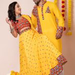 Couple Dress Navrathiri Couple Matching Dress Yellow Family Matching Dress Set RKL-CP-4508