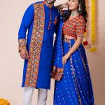 Couple Dress Navrathiri Couple Matching Dress Blue Family Matching Dress Set RKL-CP-4509