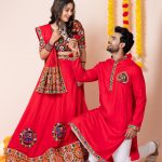 Couple Dress Navrathiri Couple Matching Dress Red Family Matching Dress Set RKL-CP-4512