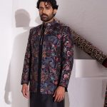 Indo Western Dress For Men Black RKL-RBZ-4101 Men Reception Dress