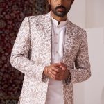 Indo Western Dress For Men Cream RKL-RBZ-4108 Men Reception Dress