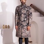 Sherwani for Men Wedding Black Wedding Sherwani RKL-SHR-RBZ-3903 Men Reception Dress