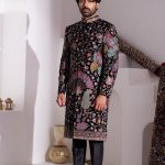 Sherwani for Men Wedding Black Wedding Sherwani RKL-SHR-RBZ-3904 Men Reception Dress