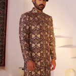 Sherwani for Men Wedding Maroon Wedding Sherwani RKL-SHR-RBZ-3905 Men Reception Dress