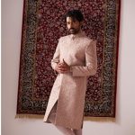 Sherwani for Men Wedding Pink Gold Wedding Sherwani RKL-SHR-RBZ-3907 Men Reception Dress