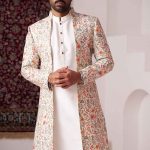 Sherwani for Men Wedding Cream Wedding Sherwani RKL-SHR-RBZ-3913 Men Reception Dress