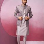 Modi Jacket for Men Kurta Pajama Jacket Set Pink Customized Plus Size Dress for Men RKL-MD-RBZ-3802