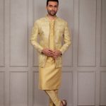 Modi Jacket for Men Kurta Pajama Jacket Set Yellow Customized Plus Size Dress for Men RKL-MD-RBZ-3805