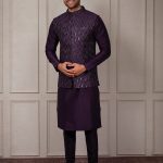 Modi Jacket for Men Kurta Pajama Jacket Set Wine Customized Plus Size Dress for Men RKL-MD-RBZ-3815