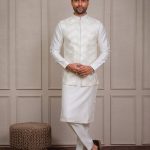 Modi Jacket for Men Kurta Pajama Jacket Set Cream Customized Plus Size Dress for Men RKL-MD-RBZ-3819