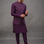 Modi Jacket for Men Kurta Pajama Jacket Set Wine Customized Plus Size Dress for Men RKL-MD-RBZ-3823