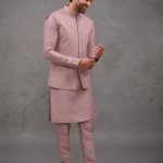 Modi Jacket for Men Kurta Pajama Jacket Set Pink Customized Plus Size Dress for Men RKL-MD-RBZ-3824