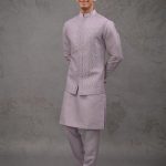 Modi Jacket for Men Kurta Pajama Jacket Set Purple Customized Plus Size Dress for Men RKL-MD-RBZ-3831