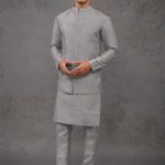 Modi Jacket for Men Kurta Pajama Jacket Set Grey Customized Plus Size Dress for Men RKL-MD-RBZ-3835