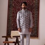 Modi Jacket for Men Kurta Pajama Jacket Set Grey Customized Plus Size Dress for Men RKL-MD-RBZ-4110