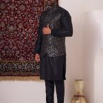 Modi Jacket for Men Kurta Pajama Jacket Set Black Customized Plus Size Dress for Men RKL-MD-RBZ-4111