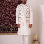 Modi Jacket for Men Kurta Pajama Jacket Set Cream Customized Plus Size Dress for Men RKL-MD-RBZ-4114