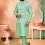 Modi Jacket for Men Kurta Pajama Modi Jacket Set Mint green RK-MDJKT-1120