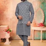 Modi Jacket for Men Kurta Pajama Modi Jacket Set Grey RK-MDJKT-1121