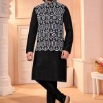 Modi Jacket for Men Kurta Pajama Modi Jacket Set Black RK-MDJKT-1129