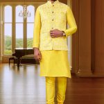 Modi Jacket for Men Kurta Pajama Modi Jacket Set Yellow RK-MDJKT-1133